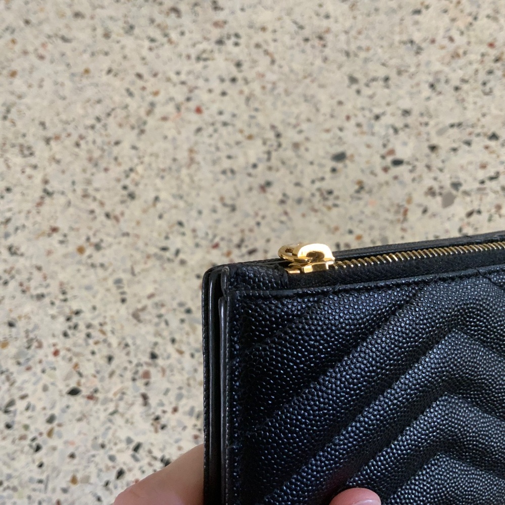 Saint Laurent Monogram YSL Black Grained Leather Ziptop Wallet - Picture 8 of 16